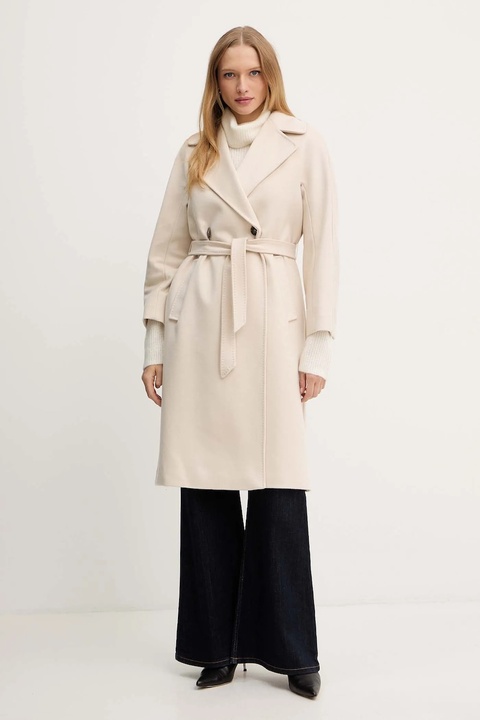 Weekend Max Mara płaszcz wełniany RESINA kolor beżowy 2525016102600 - zdjęcie produktu nr 1