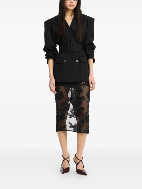 ROTATE BIRGER CHRISTENSEN floral-embellishment midi skirt - Black - zdjęcie produktu nr 2
