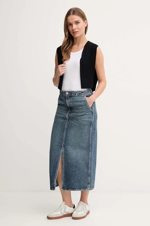 Calvin Klein Jeans spódnica jeansowa kolor niebieski midi ołówkowa LV047D724G - zdjęcie produktu nr 2