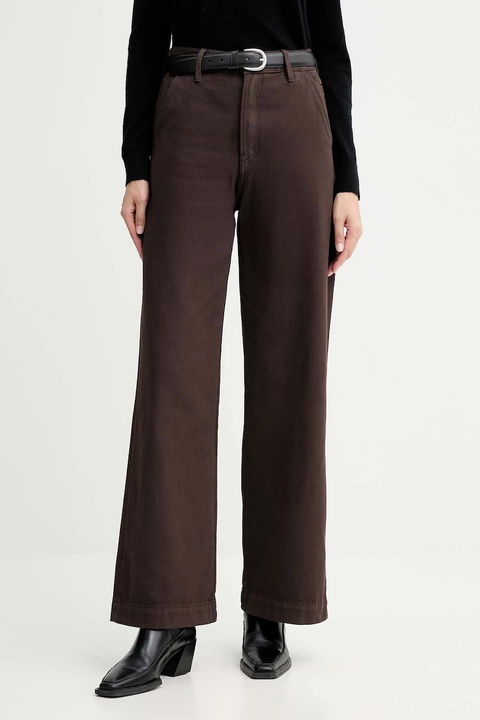 G-Star spodnie bawełniane damskie kolor brązowy szerokie high waist D26432.E078 - zdjęcie produktu nr 1