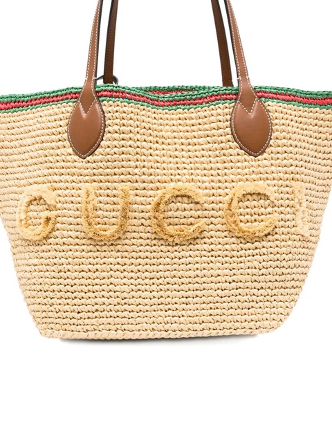 Gucci leather-trim logo-detail tote bag - Neutrals - zdjęcie produktu nr 2