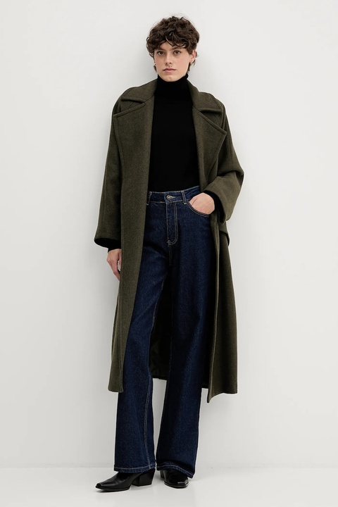 Sandro Ferrone płaszcz z dodatkiem wełny kolor zielony S18YBFRADA - zdjęcie produktu nr 2