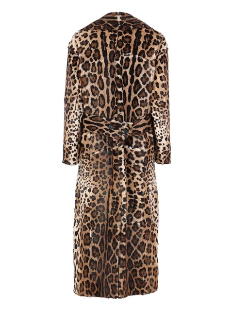 Dolce & Gabbana leopard-print buttoned-up coat - Brown - zdjęcie produktu nr 1