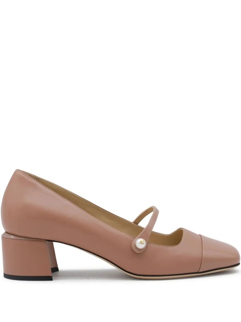 Jimmy Choo 45mm pearl-embellished block-heel pumps - Neutrals - zdjęcie produktu nr 1