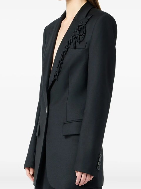 Blumarine embroidered-logo single-breasted blazer - Black - zdjęcie produktu nr 2