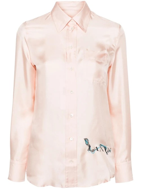 Lanvin logo-print silk shirt - Pink - zdjęcie produktu nr 1