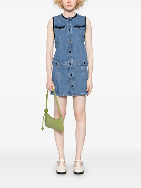 Maje embroidered-trim denim mini dress - Blue - zdjęcie produktu nr 2