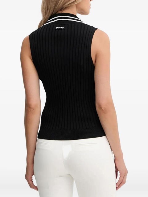 PINKO ribbed collar top - Black - zdjęcie produktu nr 2