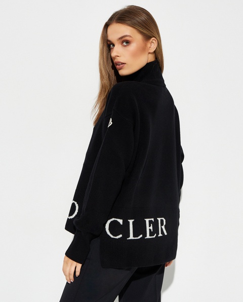 MONCLER - Czarny sweter z golfem - zdjęcie produktu nr 1