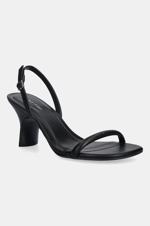 Calvin Klein sandały skórzane SCULPT KITT HEEL STRAPPY LTH kolor czarny HW0HW02800 - zdjęcie produktu nr 1