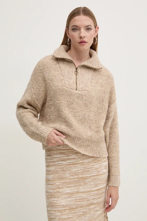 Billabong sweter Lost Heaven damski kolor beżowy ciepły z półgolfem EBJSW00120 - zdjęcie produktu nr 2