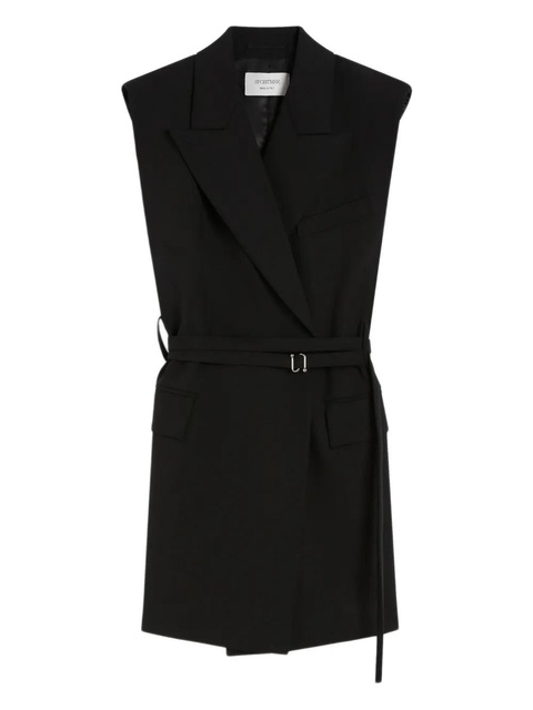 Sportmax peak-collar belted waistcoat - Black - zdjęcie produktu nr 1