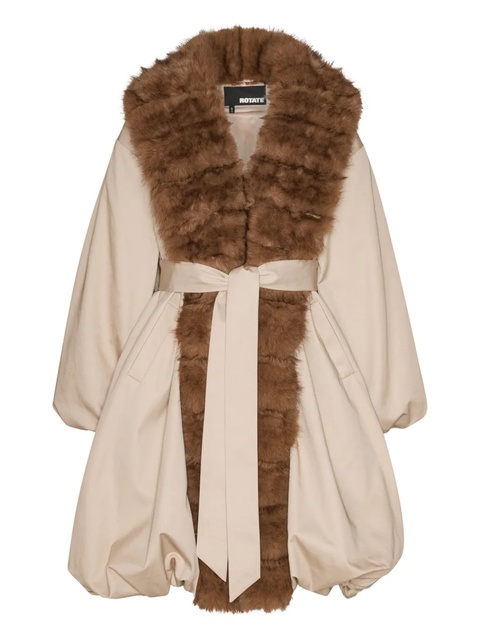 ROTATE BIRGER CHRISTENSEN faux-fur-collar balloon-hem coat - Neutrals - zdjęcie produktu nr 1