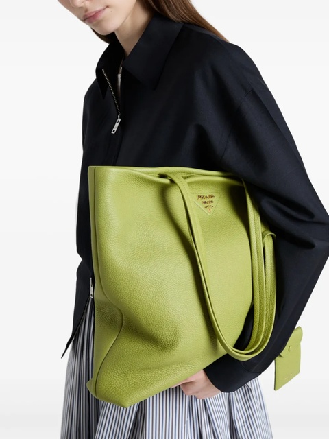 Prada large leather tote bag - Green - zdjęcie produktu nr 2