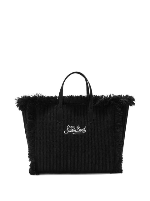 MC2 Saint Barth fringed embroidered-logo tote bag - Black - zdjęcie produktu nr 2