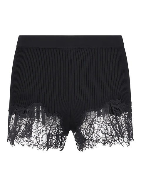 Blumarine ribbed lace-trimmed short shorts - Black - zdjęcie produktu nr 1