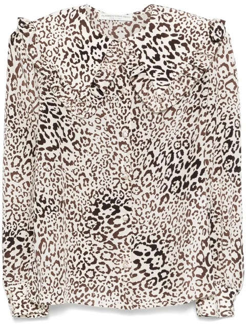 Alessandra Rich leopard-print silk blouse - Neutrals - zdjęcie produktu nr 1