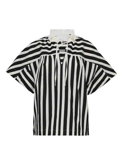 3.1 Phillip Lim striped frill-neck top - Black - zdjęcie produktu nr 1