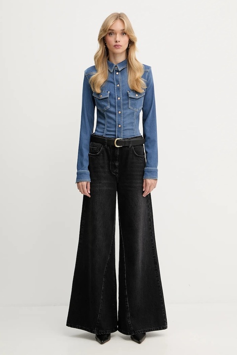 Guess koszula KALIMA damska kolor granatowy slim z kołnierzykiem klasycznym W5YH63 D0781 - zdjęcie produktu nr 1
