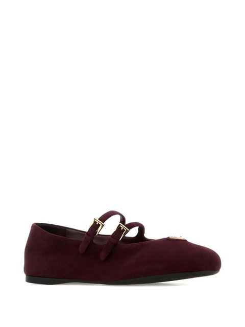 Prada double-buckle suede ballet flats - Red - zdjęcie produktu nr 2