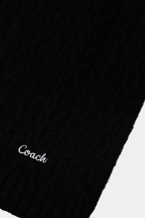 Coach szalik z domieszką wełny damski kolor czarny gładki 29CCL89 - zdjęcie produktu nr 1