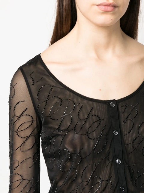 Blumarine semi-sheer cropped top - Black - zdjęcie produktu nr 2