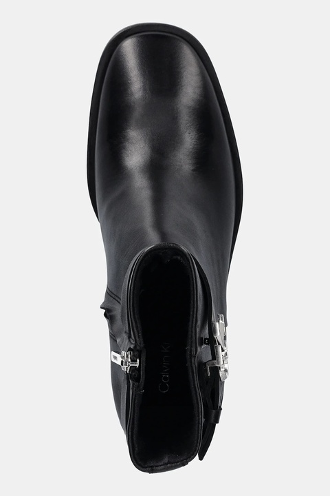 Calvin Klein botki skórzane BLOCK HEEL BOOT W/ METAL LOGO damskie kolor czarny na słupku HW0HW02591 - zdjęcie produktu nr 2