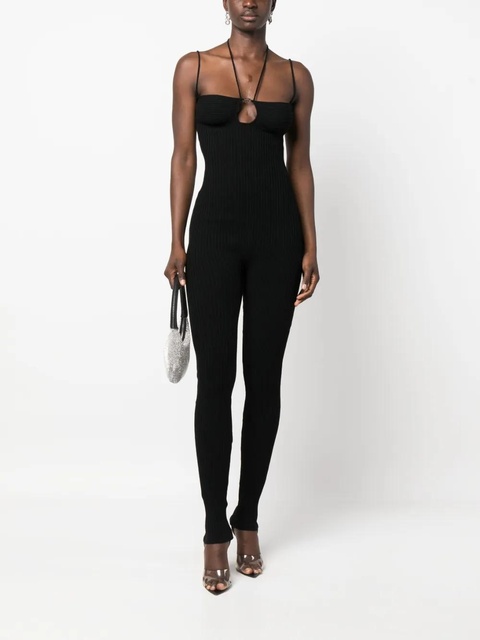 Blumarine strappy ribbed-knit jumpsuit - Black - zdjęcie produktu nr 2