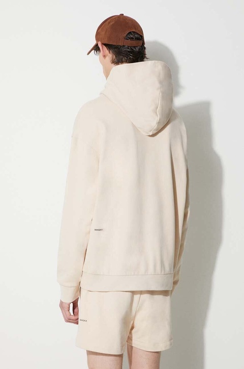Pangaia bluza bawełniana kolor beżowy z kapturem z nadrukiem - zdjęcie produktu nr 2