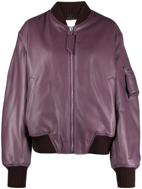 The Attico Anja padded leather bomber jacket - Purple - zdjęcie produktu nr 1