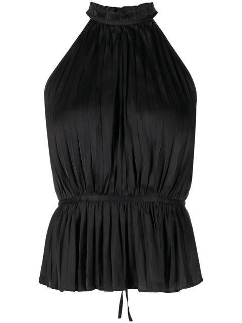 Maje pleated satin top - Black - zdjęcie produktu nr 1