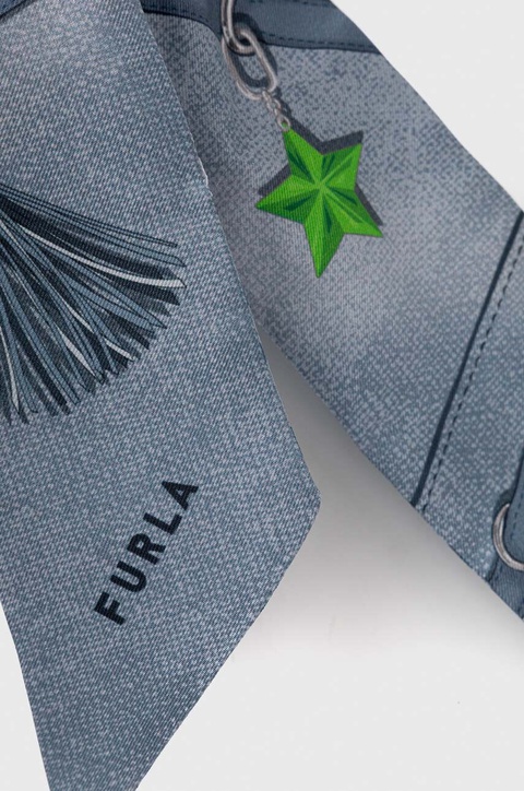 Furla apaszka jedwabna kolor niebieski wzorzysta - zdjęcie produktu nr 2