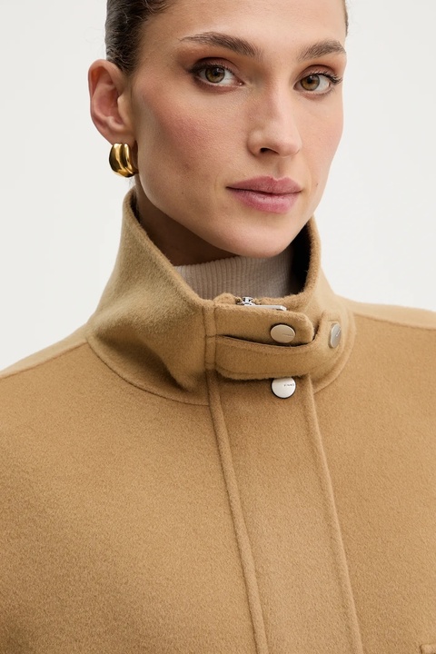 Pinko kurtka z dodatkiem wełny kolor zielony przejściowa oversize 105341 A2XM - zdjęcie produktu nr 2