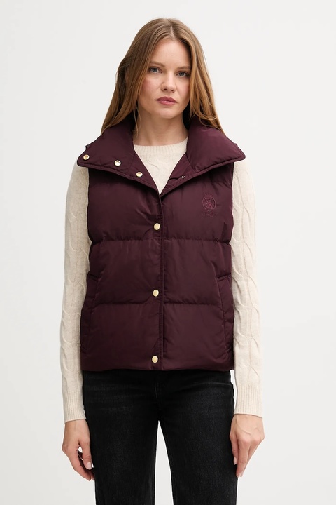 Tommy Hilfiger bezrękawnik puchowy kolor bordowy przejściowy WW0WW46545 - zdjęcie produktu nr 1