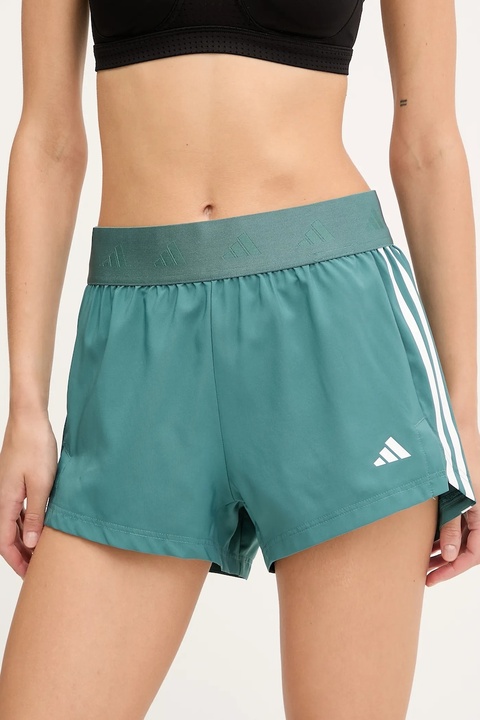 adidas Performance szorty treningowe HYGLM damskie kolor zielony z nadrukiem high waist JX7388 - zdjęcie produktu nr 1