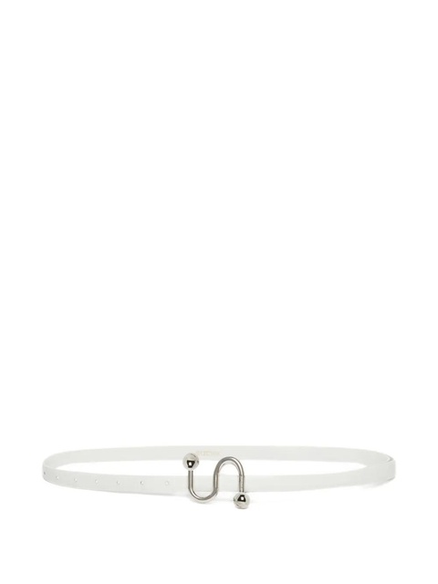 Sportmax curved-buckle leather belt - White - zdjęcie produktu nr 1