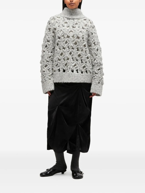 GANNI flower crochet alpaca sweater - Grey - zdjęcie produktu nr 1