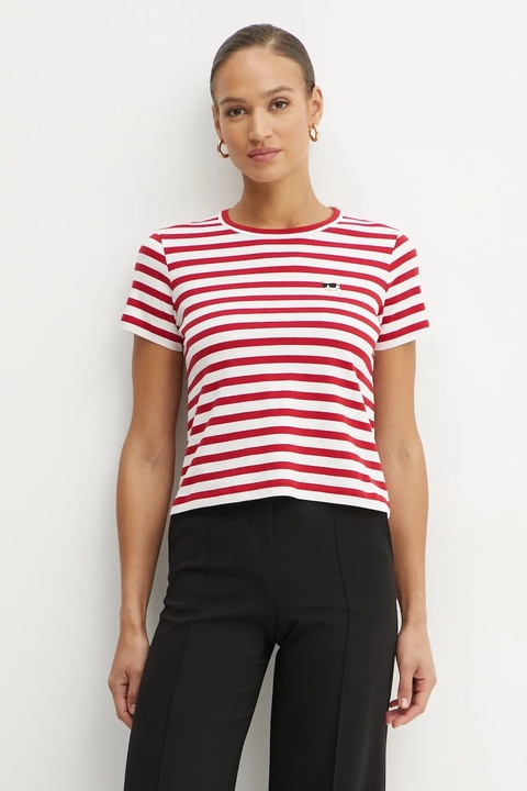 Karl Lagerfeld t-shirt bawełniany damski kolor czerwony A1W17099 - zdjęcie produktu nr 2