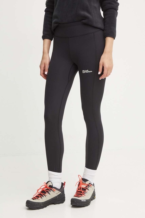 Jack Wolfskin legginsy sportowe Klintal damskie kolor czarny gładkie 1508901 - zdjęcie produktu nr 1