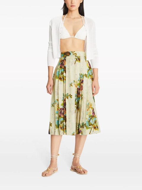 Tory Burch floral-patterned pleated skirt - Green - zdjęcie produktu nr 2