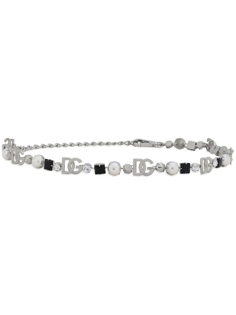 Dolce & Gabbana DG-logo rhinestone-embellished belt - Silver - zdjęcie produktu nr 1