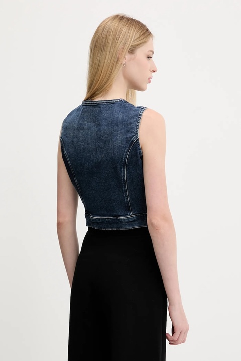 Guess Originals kamizelka jeansowa kolor niebieski jednorzędowa W5YN71 D4H1D - zdjęcie produktu nr 2