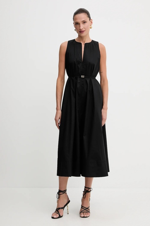 Twinset sukienka kolor czarny midi rozkloszowana 251TT2221 - zdjęcie produktu nr 2