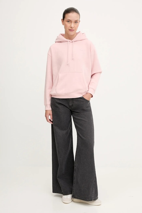 Levi's bluza damska kolor różowy z kapturem gładka A5943 - zdjęcie produktu nr 2