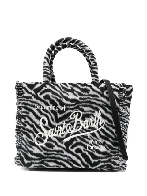 MC2 Saint Barth zebra print fringed tote bag - Black - zdjęcie produktu nr 1