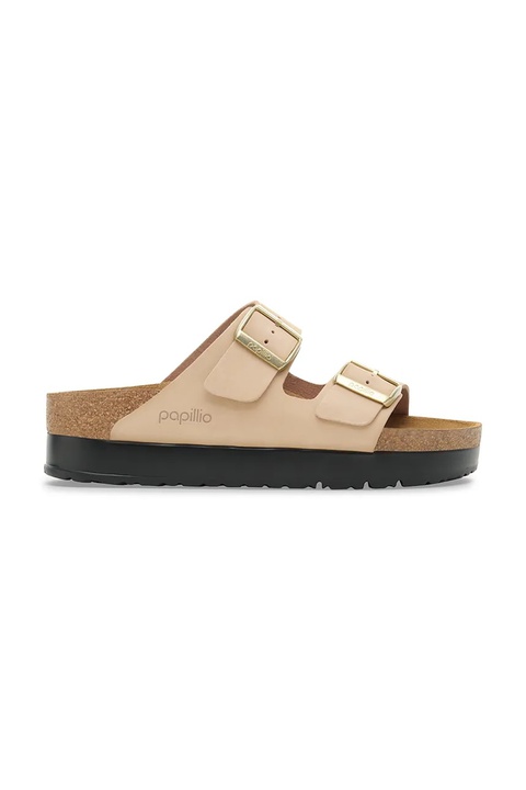 Birkenstock klapki skórzane Arizona Flex Platform Birkenstock x Papillio damskie kolor beżowy na platformie 1028379 - zdjęcie produktu nr 1