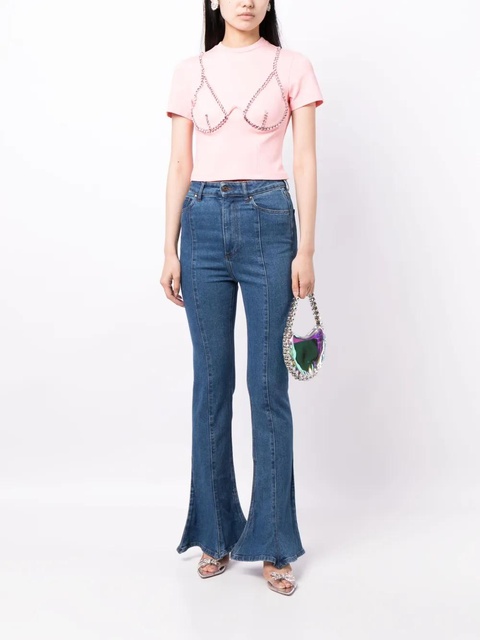 AREA crystal-embellished cup-chain T-shirt - Pink - zdjęcie produktu nr 2