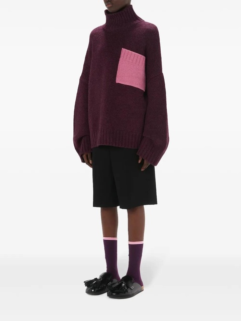 JW Anderson contrast-pocket ribbed-knit jumper - Purple - zdjęcie produktu nr 2