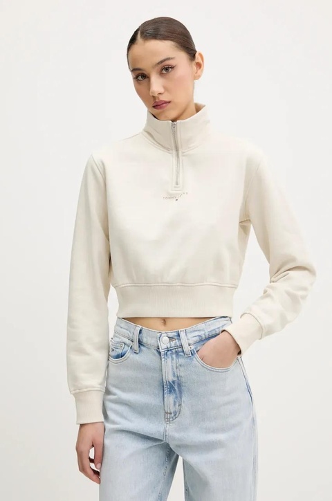 Tommy Jeans bluza damska kolor beżowy gładka DW0DW20305 - zdjęcie produktu nr 1