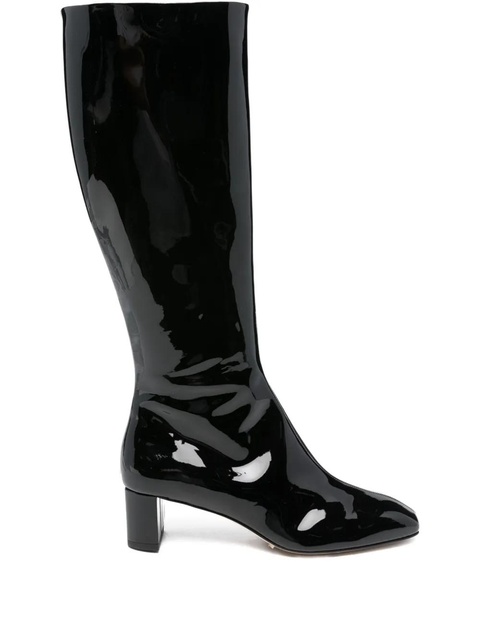 Aeyde 50mm Marty patent calf leather knee-high boots - Black - zdjęcie produktu nr 1